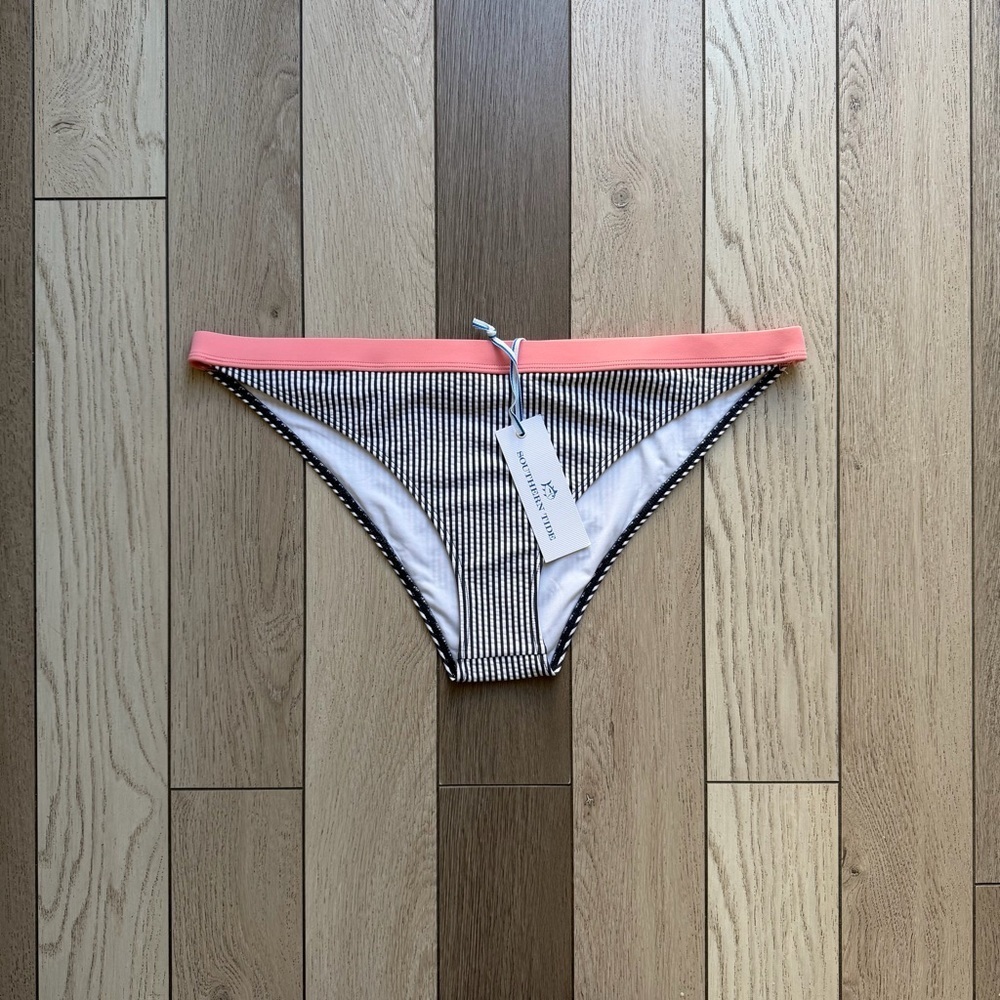 Southern Tide Navy and White Seersucker Bikini Bottom